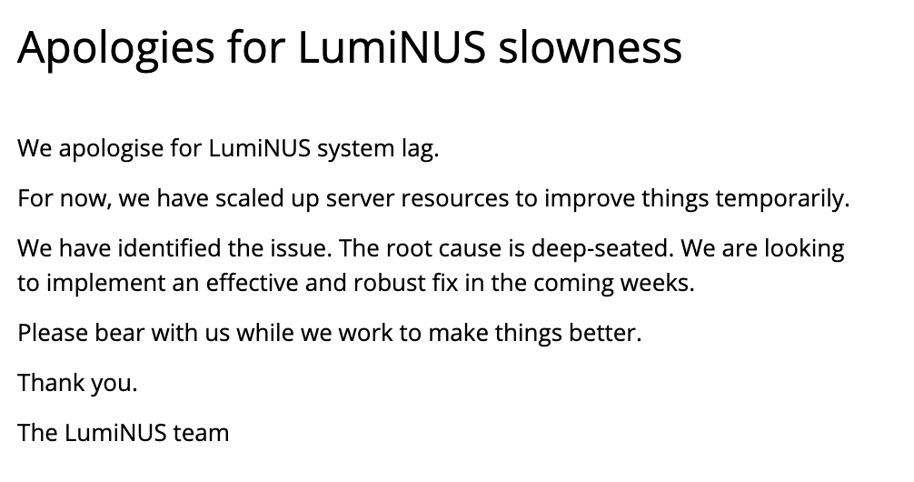 LumiNUS Slowness